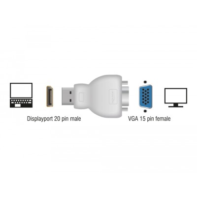 Delock Adapter DisplayPort 1.2 male  VGA female white 2