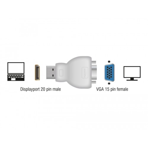 Delock Adapter DisplayPort 1.2 male  VGA female white