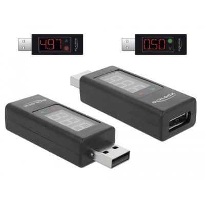 Delock Adapter USB 2.0 A male  A female with LED indicator for Volt and Ampere 2