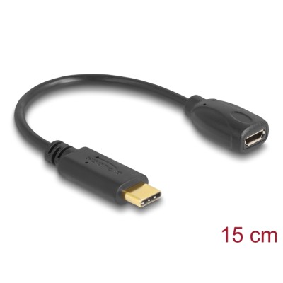 Delock Adapter cable USB Type-C™ 2.0 male  USB 2.0 type Micro-B female 15 cm black