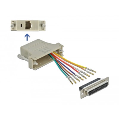 Delock D-Sub 25 pin female to RJ45 female Assembly Kit grey