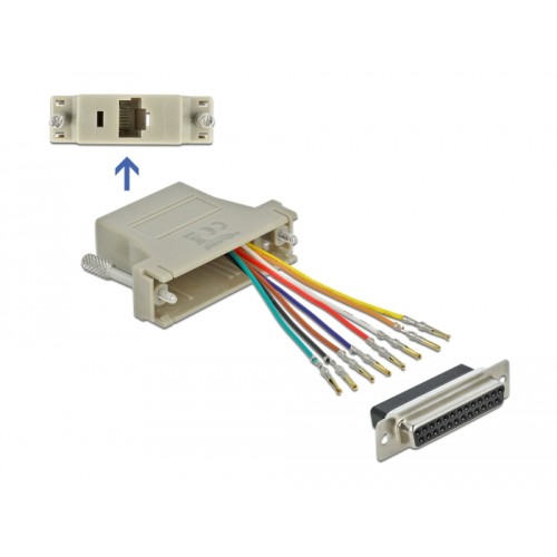 Delock D-Sub 25 pin female to RJ45 female Assembly Kit grey
