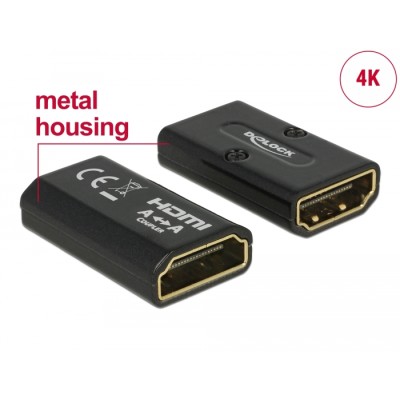 Delock Adapter High Speed HDMI with Ethernet – HDMI-A female > HDMI-A female 4K Gender Changer black