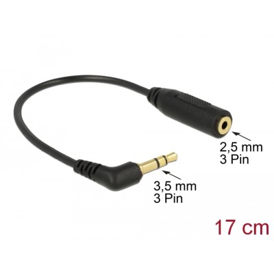Delock Audio Cable Stereo jack 3.5 mm 3 pin male angled > Stereo jack 2.5 mm 3 pin female