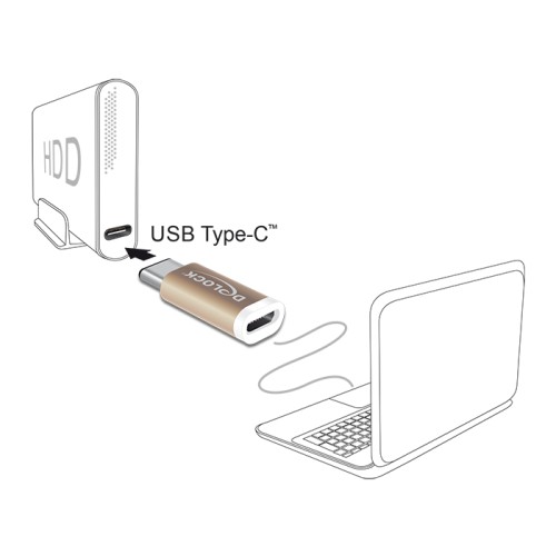 Delock Adapter USB 2.0 Micro-B female > USB Type-C™ 2.0 male coppery