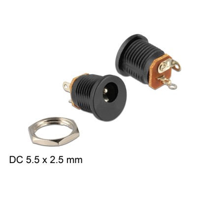 Delock Installation socket DC 2.5 x 5.5 mm soldering version