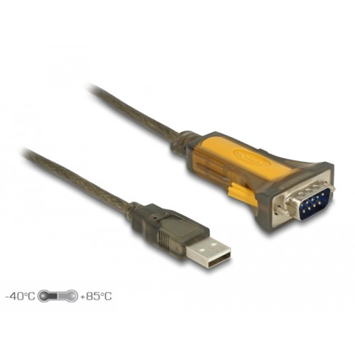 Delock Adapter USB 2.0 Type-A male > 1 x Serial RS-232 DB9 extended temperature range