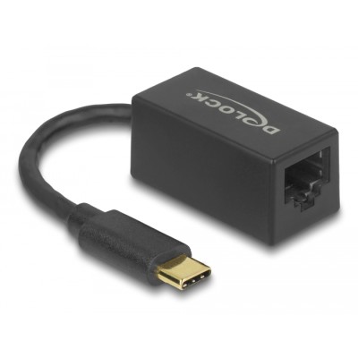 Delock Adapter SuperSpeed USB (USB 3.2 Gen 1) with USB Type-C™ male > Gigabit LAN 10/100/1000 Mbps compact black