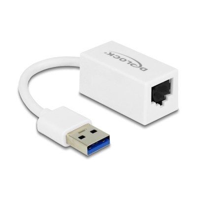 Delock Adapter SuperSpeed USB (USB 3.2 Gen 1) with USB Type-A male > Gigabit LAN 10/100/1000 Mbps compact white