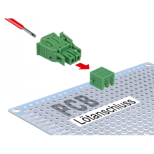 Delock Terminal block set for PCB 2 pin 3.81 mm pitch horizontal
