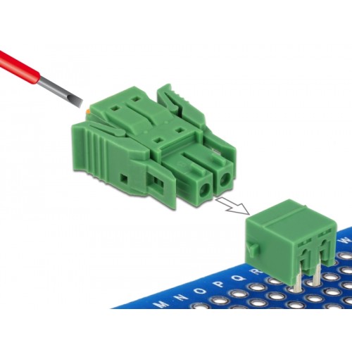 Delock Terminal block set for PCB 2 pin 3.81 mm pitch horizontal