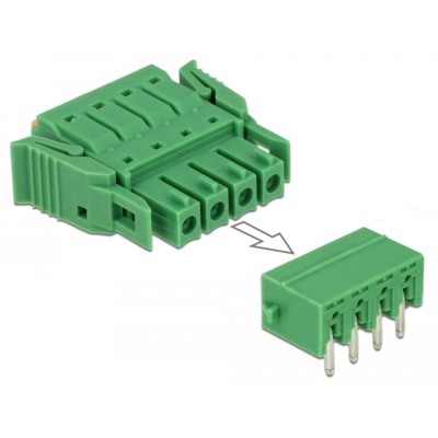 Delock Terminal block set for PCB 4 pin 3.81 mm pitch horizontal