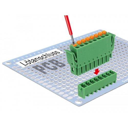 Delock Terminal block set for PCB 8 pin 3.81 mm pitch vertical