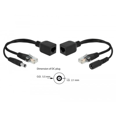 Delock Passive PoE Adapter Set RJ45 DC 5.5 x 2.1 mm