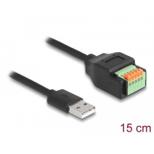 Delock USB 2.0 Cable Type-A male to Terminal Block Adapter with push button 15 cm