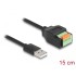 Delock USB 2.0 Cable Type-A male to Terminal Block Adapter with push button 15 cm