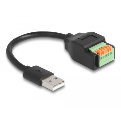 Delock USB 2.0 Cable Type-A male to Terminal Block Adapter with push button 15 cm 2