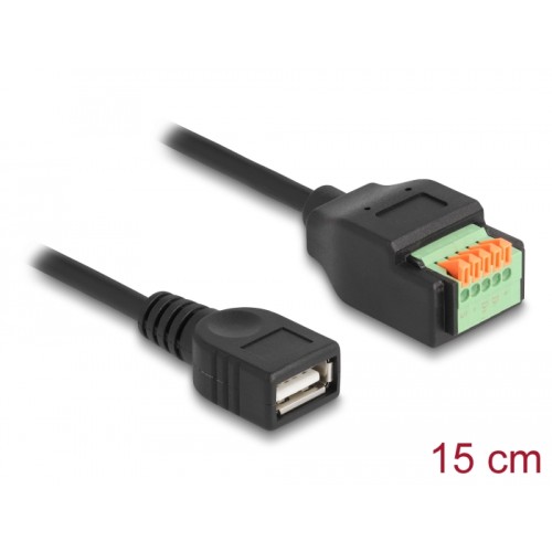 Delock USB 2.0 Cable Type-A female to Terminal Block Adapter with push button 15 cm