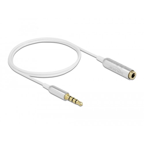 Delock Audio Extension Cable Stereo Jack 3.5 mm 4 pin male to female Ultra Slim 0.5 m white