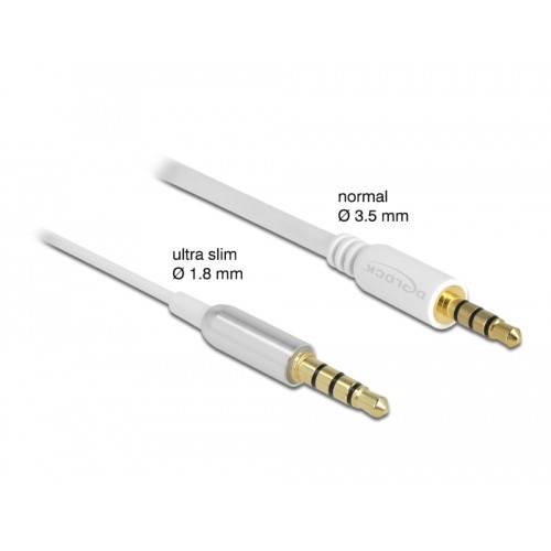 Delock Audio Extension Cable Stereo Jack 3.5 mm 4 pin male to female Ultra Slim 0.5 m white