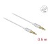 Delock Stereo Jack Cable 3.5 mm 4 pin male to male Ultra Slim 0.5 m white
