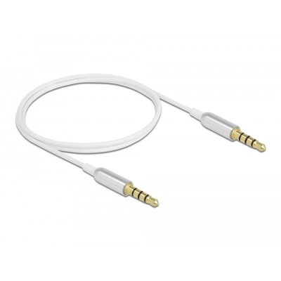 Delock Stereo Jack Cable 3.5 mm 4 pin male to male Ultra Slim 0.5 m white 2