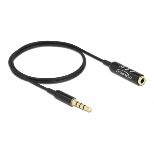 Delock Audio Extension Cable Stereo Jack 3.5 mm 4 pin male to female Ultra Slim 0.5 m black