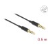 Delock Stereo Jack Cable 3.5 mm 4 pin male to male Ultra Slim 0.5 m black