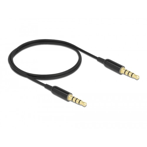 Delock Stereo Jack Cable 3.5 mm 4 pin male to male Ultra Slim 0.5 m black