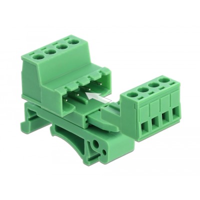 Delock Terminal Block Set for DIN Rail 4 pin with pitch 5.08 mm angled 2