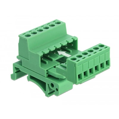 Delock Terminal Block Set for DIN Rail 6 pin with pitch 5.08 mm angled 2
