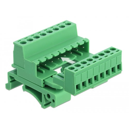 Delock Terminal Block Set for DIN Rail 8 pin with pitch 5.08 mm angled