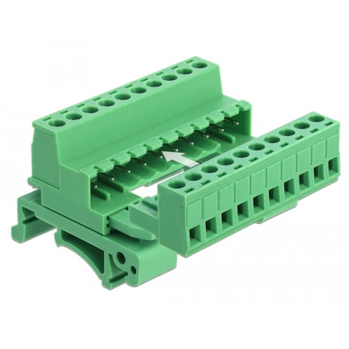 Delock Terminal Block Set for DIN Rail 10 pin with pitch 5.08 mm angled