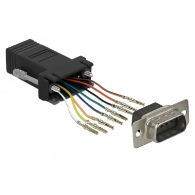 Delock D-Sub 9 pin male to RJ45 female Assembly Kit black