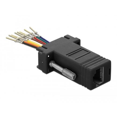 Delock D-Sub 9 pin male to RJ45 female Assembly Kit black