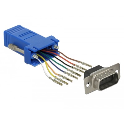 Delock Adapter D-Sub 9 pin male to RJ45 female Assembly Kit blue