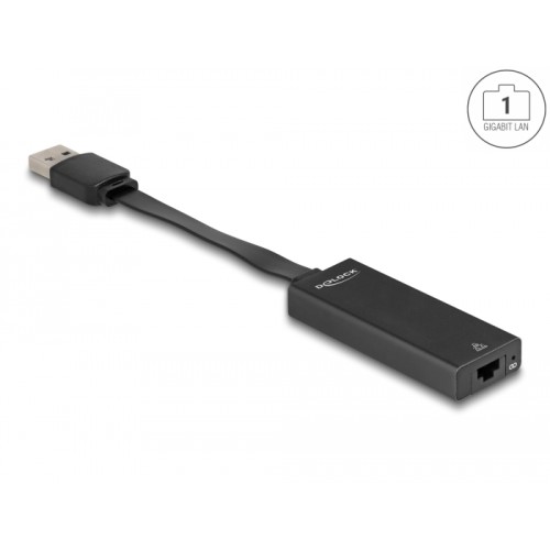 Delock USB Type-A Network Adapter Gigabit LAN 1 x RJ45 slim ASIX