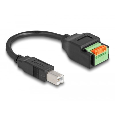 Delock USB 2.0 Cable Type-B male to Terminal Block Adapter with push button 15 cm 2