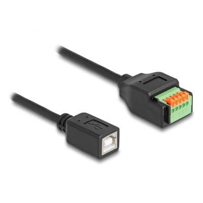 Delock USB 2.0 Cable Type-B female to Terminal Block Adapter with push button 15 cm