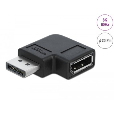 Delock DisplayPort 1.4 Adapter male to female 90° left angled 8K 60 Hz