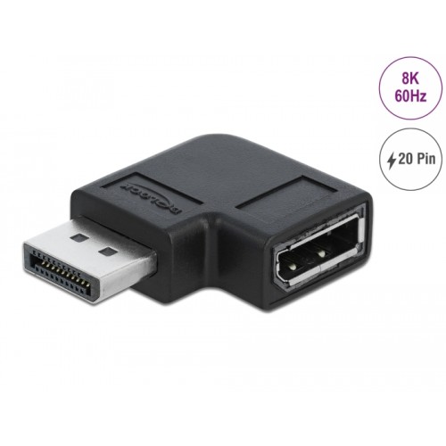Delock DisplayPort 1.4 Adapter male to female 90° left angled 8K 60 Hz