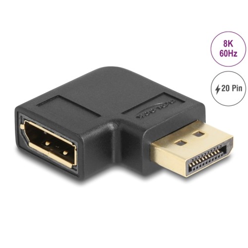 Delock DisplayPort 1.4 Adapter male to female 90° right angled 8K 60 Hz