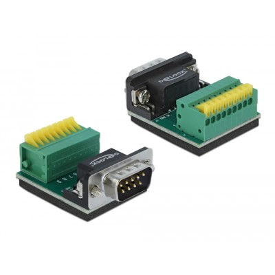 Delock Adapter D-Sub 9 pin male to Terminal Block 9 pin with Push Button
