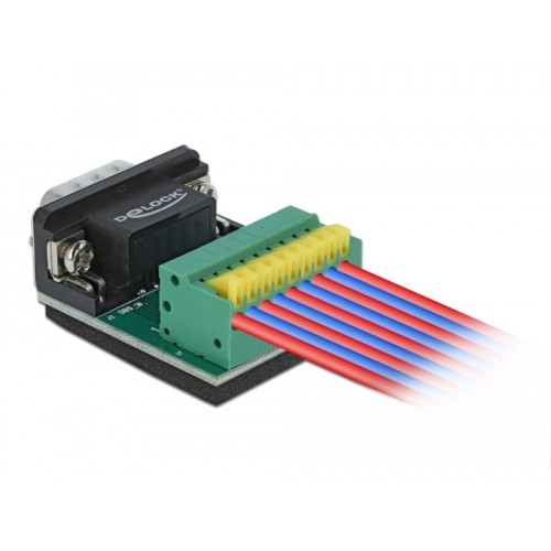 Delock Adapter D-Sub 9 pin male to Terminal Block 9 pin with Push Button