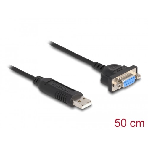 Delock USB 2.0 to serial RS-232 adapter D-Sub 9 female with compact connector housing 50 cm FTDI