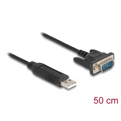 Delock USB 2.0 to serial RS-232 adapter D-Sub 9 male with compact connector housing 50 cm FTDI
