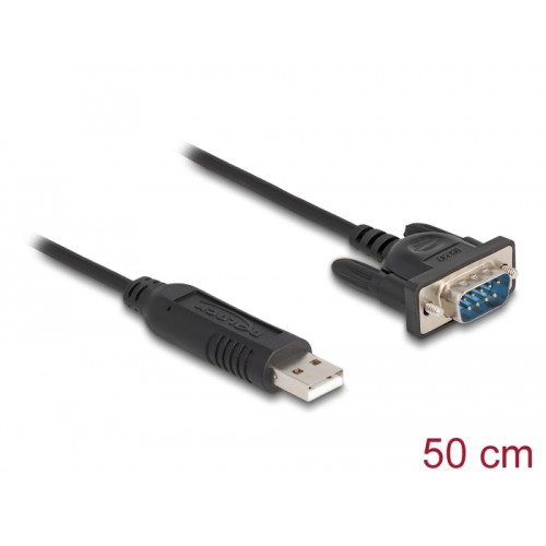 Delock USB 2.0 to serial RS-232 adapter D-Sub 9 male with compact connector housing 50 cm FTDI