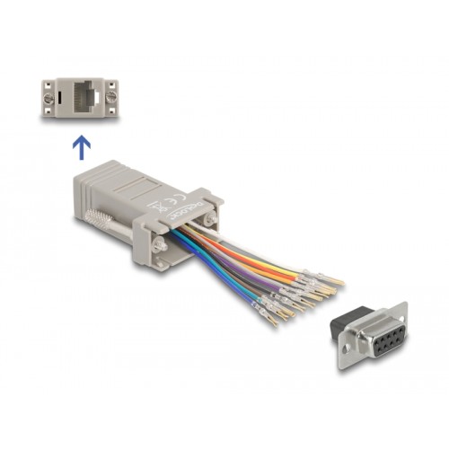 Delock D-Sub 9 pin female to RJ50 female Assembly Kit grey