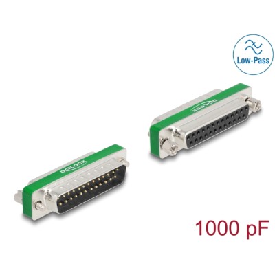 Delock RF/EMI Interference Suppression Filter D-Sub 25 pin male to female with low-pass filter capacitive