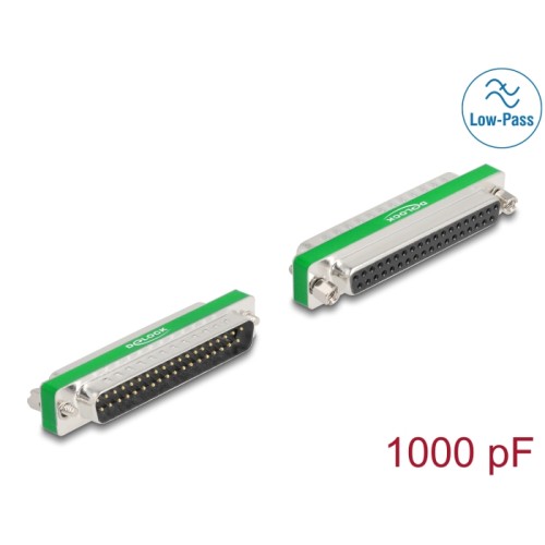 Delock RF/EMI Interference Suppression Filter D-Sub 37 pin male to female with low-pass filter capacitive